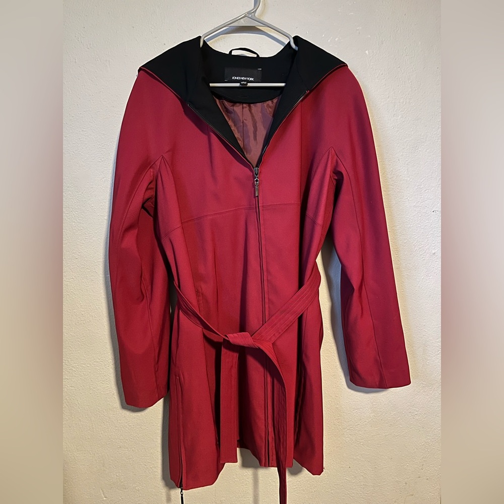 Jones New York Crimson Raincoat with Belt
